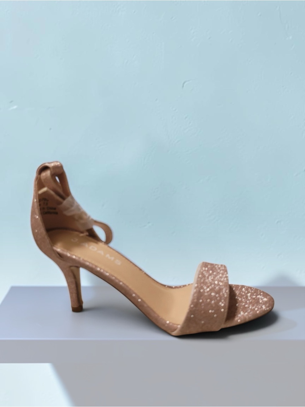 J.Adams "Dove" Fine Gold Glitter heeled sandals - Picture 2 of 6